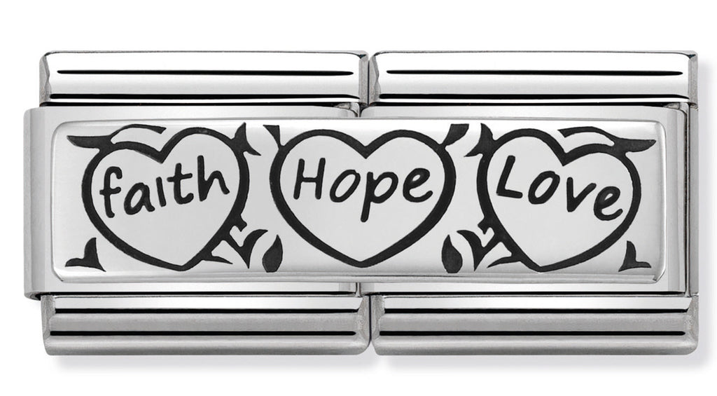 Faith Hope Love Double Link Silver Charm