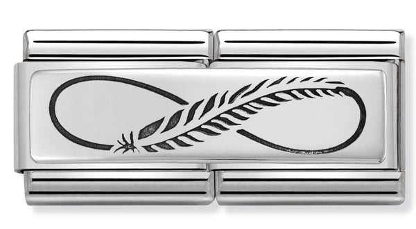 Feather Infinity Double Link Silver Charm