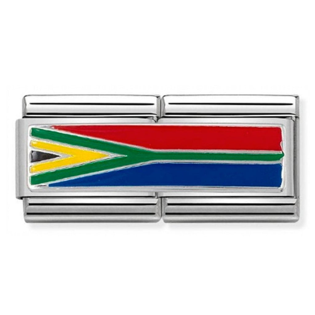 Silver South Africa Flag Double Link Charm