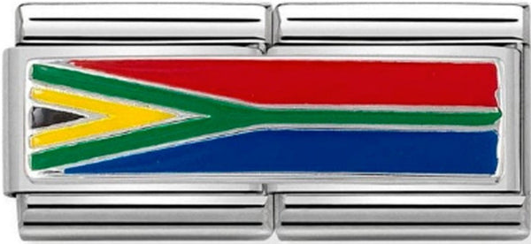 Double Links - South Africa Flag Silver Charm