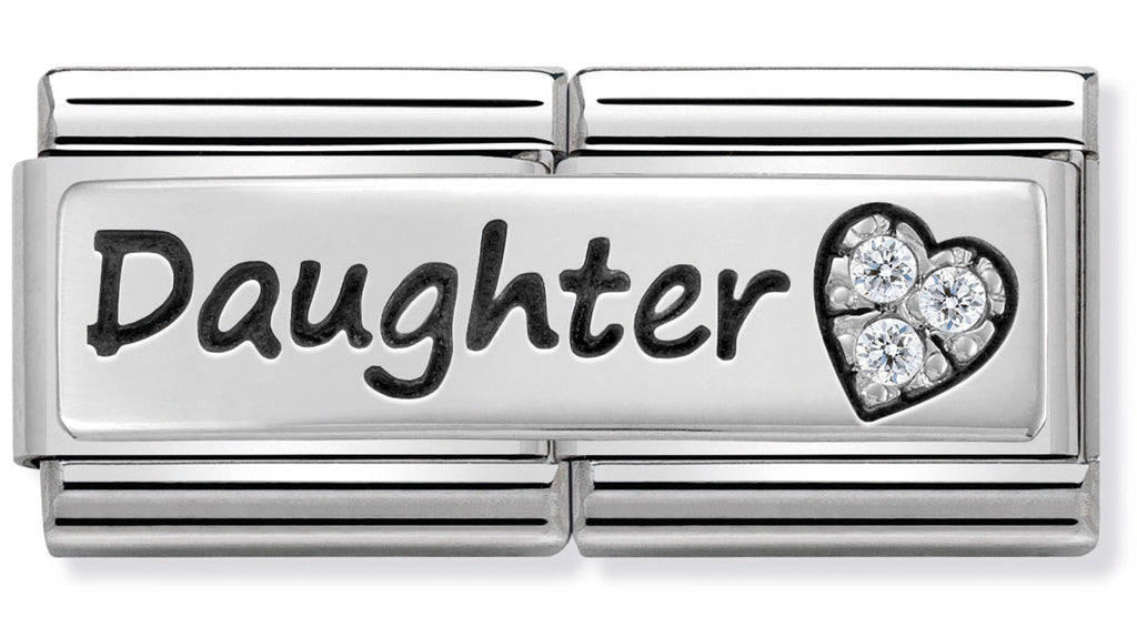 Daughter Double Link Silver Charm