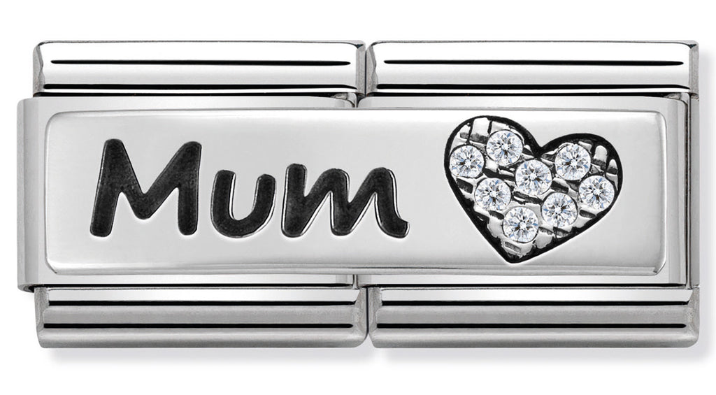 Nomination Mum with CZ Heart Silver Charm