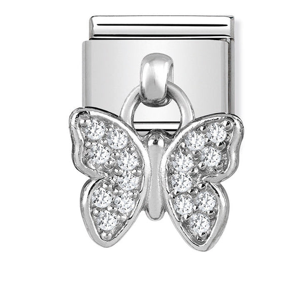 Dangle - Butterfly with CZ Silver Charm