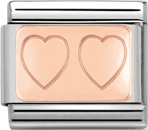 Love - Double Heart Rosegold Charm