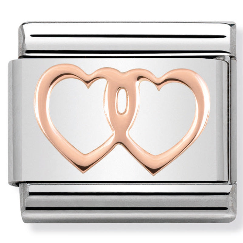 Nomination Double Heart Rose Gold Charm 