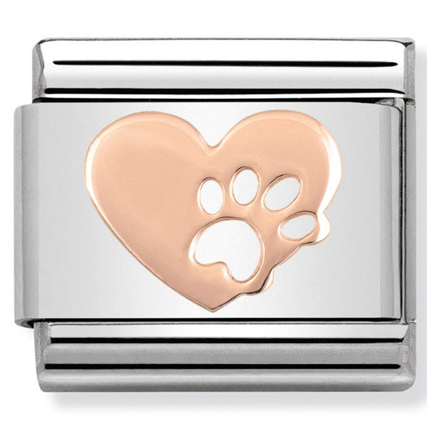 Nomination Heart with Paw Rose Gold Charm 
