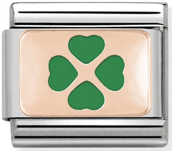 Nomination Green Leaf-Clover Rose Gold Charm 
