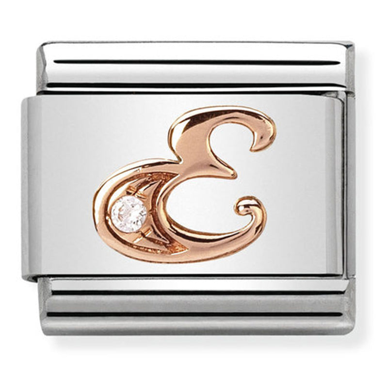 Nomination Letter E Rose Gold Charm