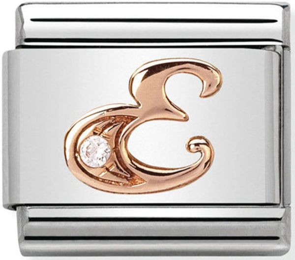 Nomination Letter E Rose Gold Charm