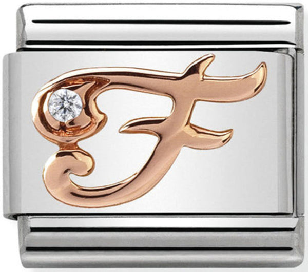Nomination Letter F Rose Gold Charm