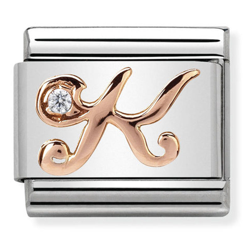 Nomination Letter K Rose Gold Charm