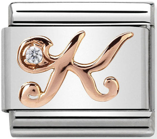 Nomination Letter K Rose Gold Charm