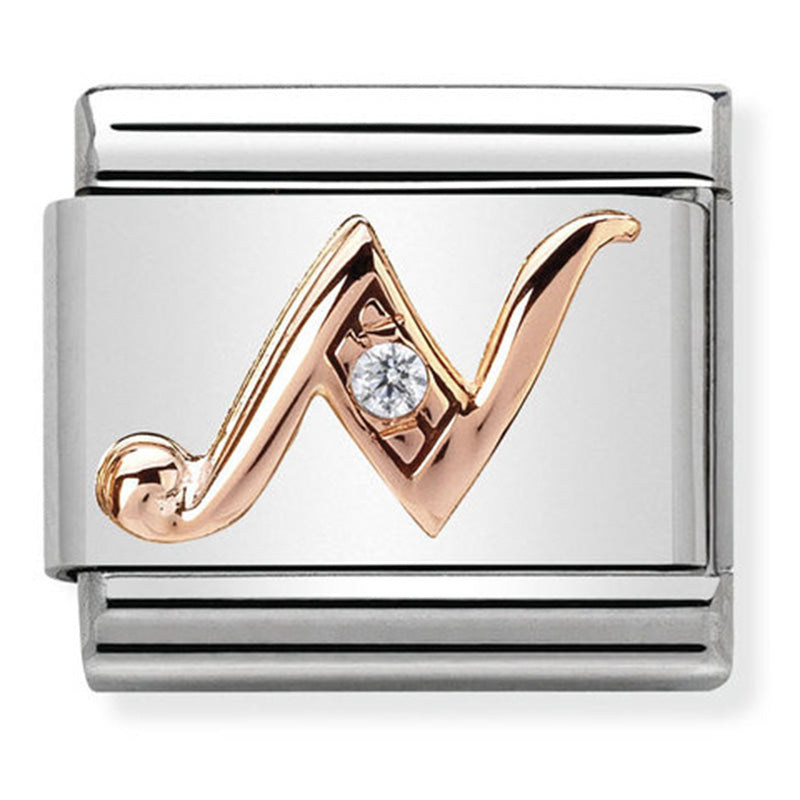 Nomination Letter N Rose Gold Charm