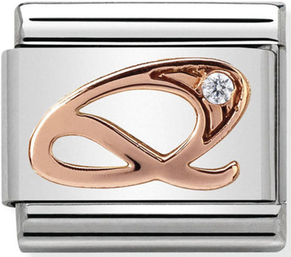 Nomination Letter Q Rose Gold Charm