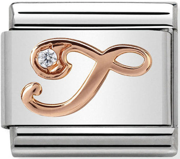 Nomination Letter T Rose Gold Charm