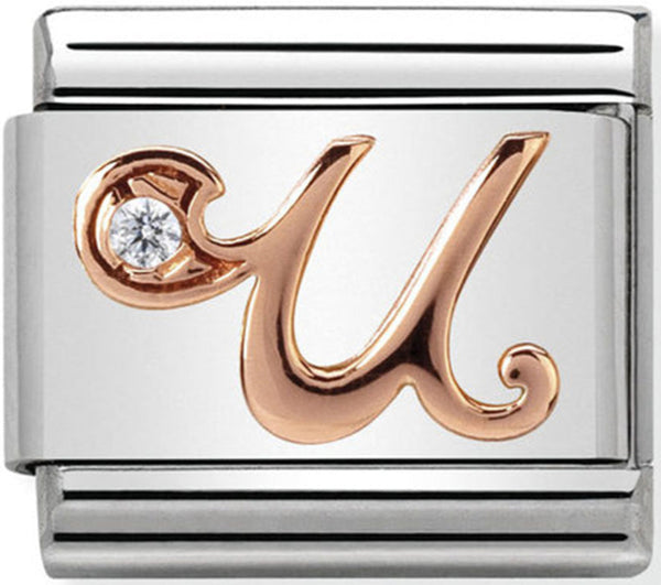 Nomination Letter U Rose Gold Charm