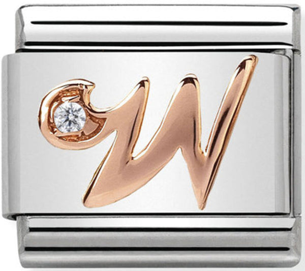Nomination Letter W Rose Gold Charm