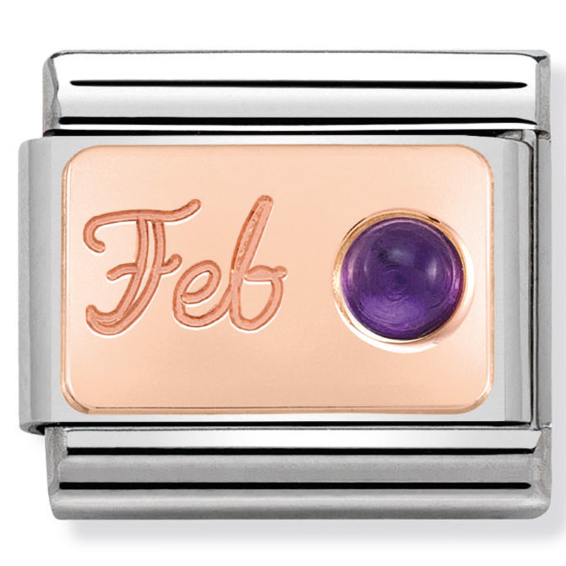Nomination February Birthstone Rose Gold Charm