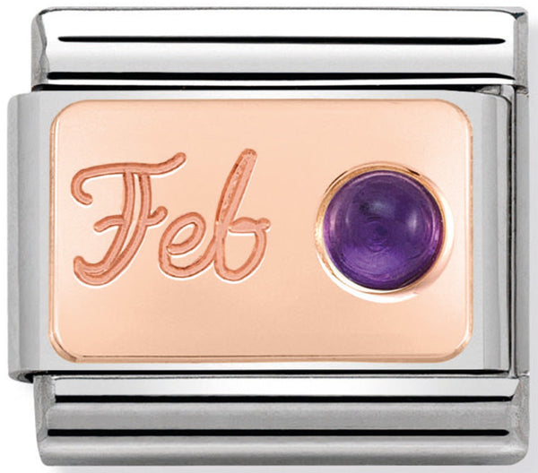 Nomination February Birthstone Rose Gold Charm