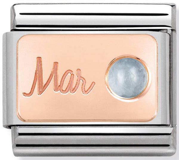 Nomination March (Aquamarine) Birthstone Rose Gold Charm