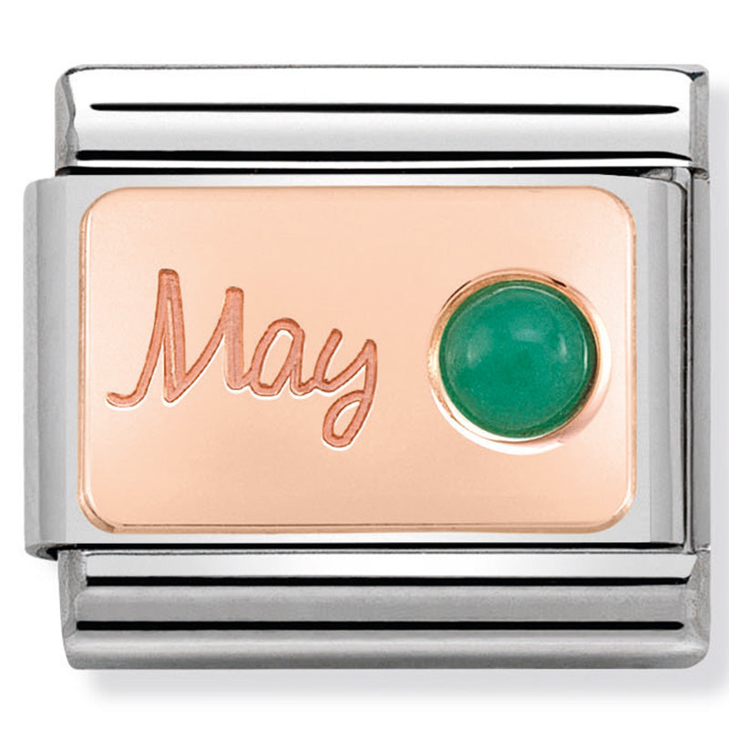 Nomination May (Emerald) Birthstone Rose Gold Charm