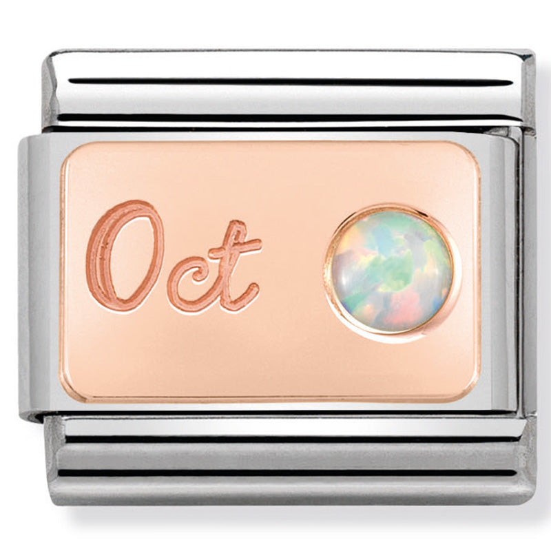Nomination October (White Opal) Birthstone Rose Gold Charm