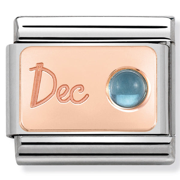 Nomination December (Light Blue Topaz) Birthstone Rose Gold Charm
