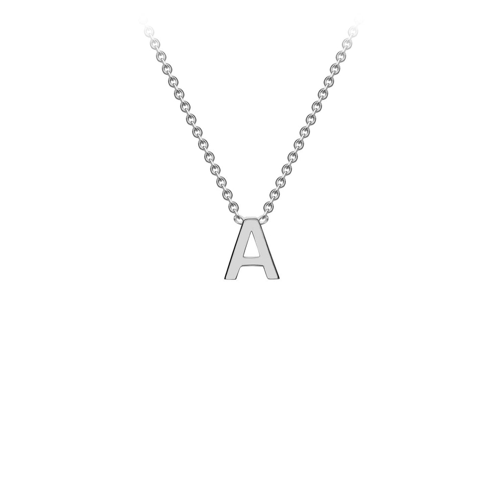 Petite Initial Letter White Gold Necklaces