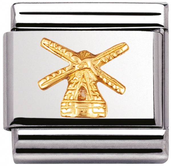 Travel - Windmill (Netherlands) Gold Charm