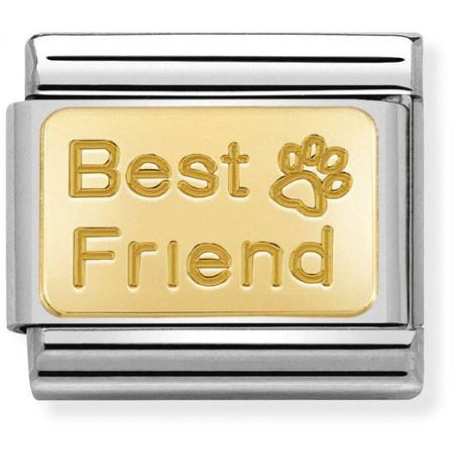 Engraved Signs - Best Friend Paw Print Gold Charm
