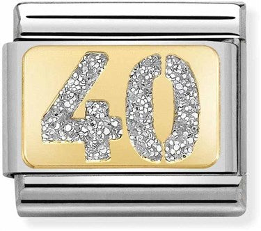 Numbers - 40 Glitter Gold Charm