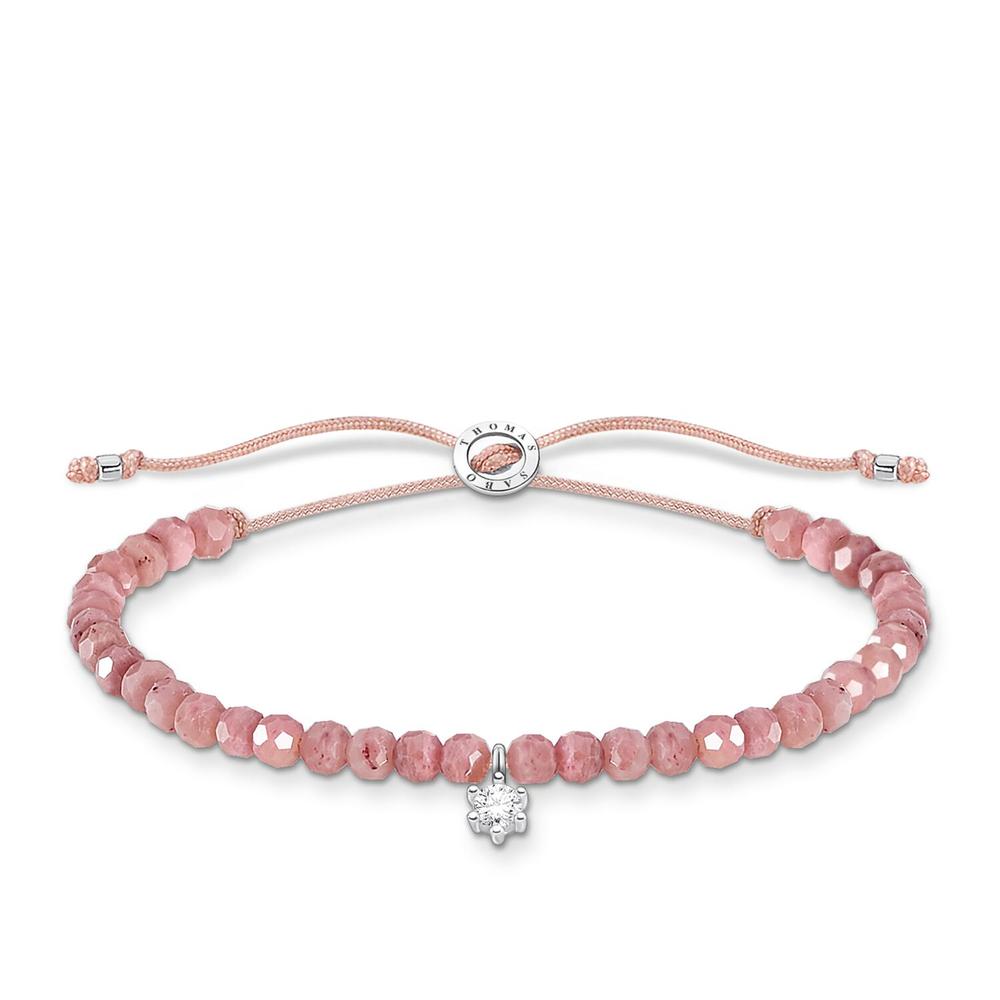 CZ Charm on Pink Jasper Bracelet