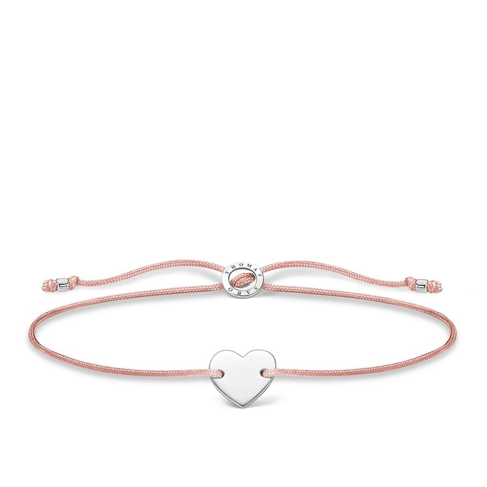 Heart Pink Textile Bracelet