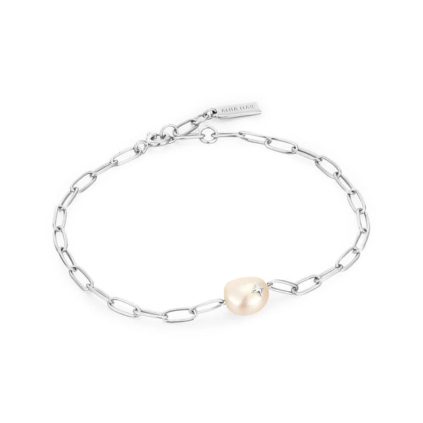 Pearl Power - Pearl Sparkle Chunky Silver Chain Bracelet