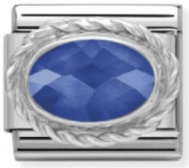 Gemstones - Blue Ornate CZ Twist Silver Charm