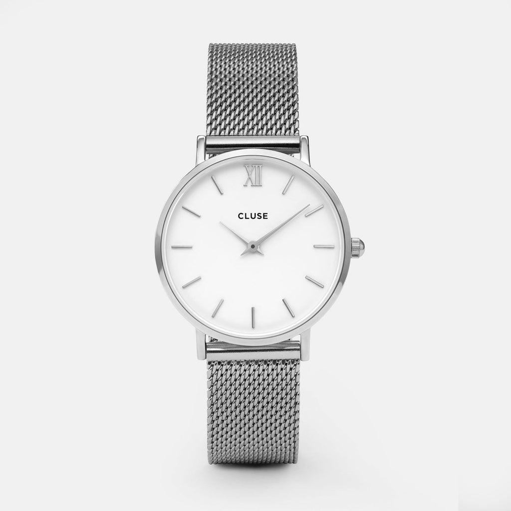 Minuit Mesh Silver/White Watch