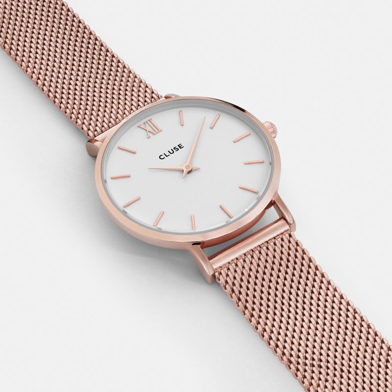 Minuit Mesh White/Rosegold Watch