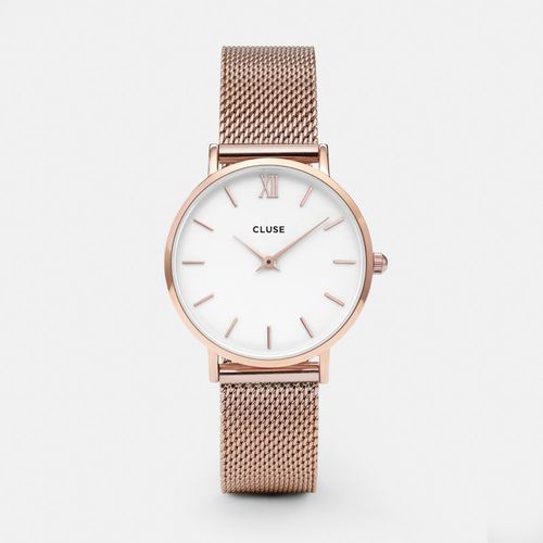 Cluse Minuit Mesh Rosegold/White Watch CL30013