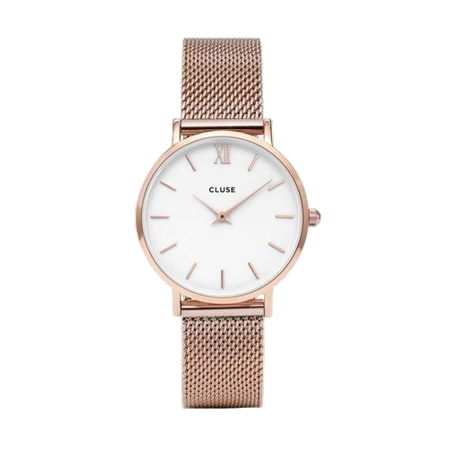 Cluse Minuit Mesh Rosegold/White Watch CL30013