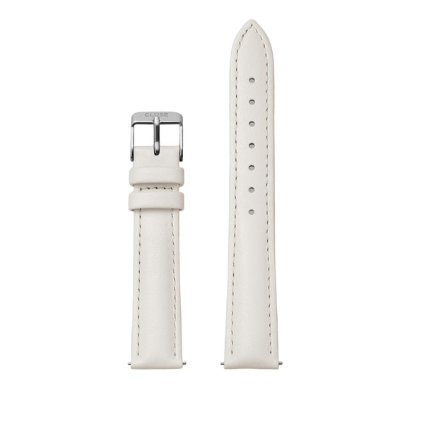 CLUSE Off-White/Silver Leather Band