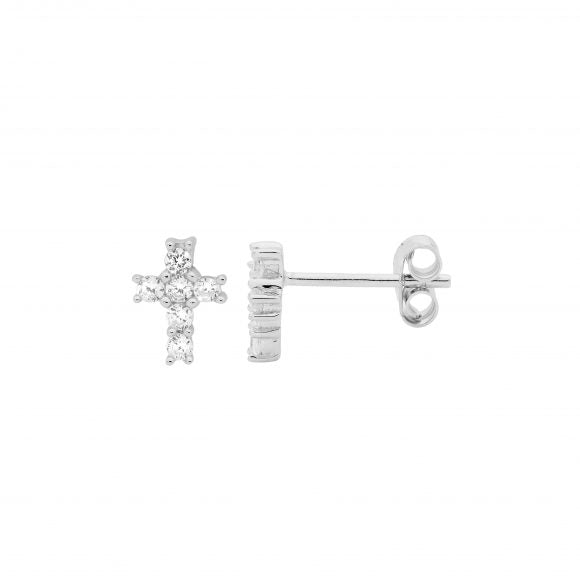CZ Claw Set Cross Earrings