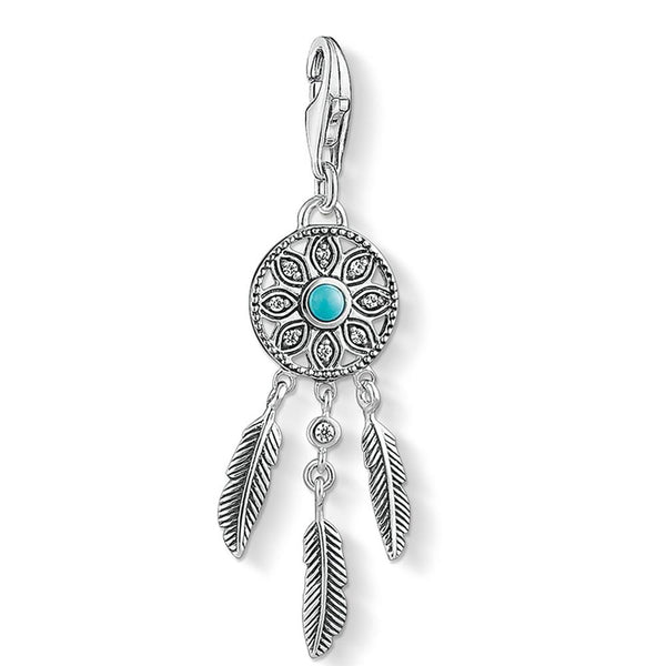Turquoise Dreamcatcher with CZ Silver Charm