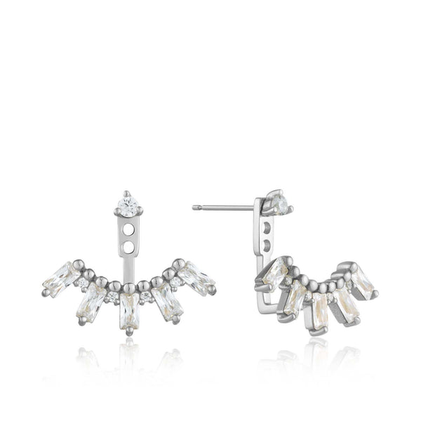 Glow Getter - Cluster Ear Jacket Silver Earrings