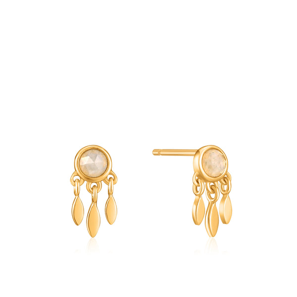 Midnight Fever - Fringe Gold Stud Earrings