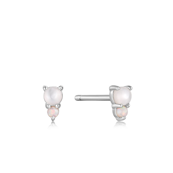 Rising Star - Mother of Pearls & Opal Silver Stud Earrings