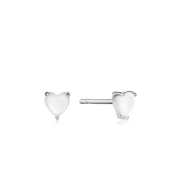 Rising Star - Mother of Pearl Heart Silver Stud Earrings