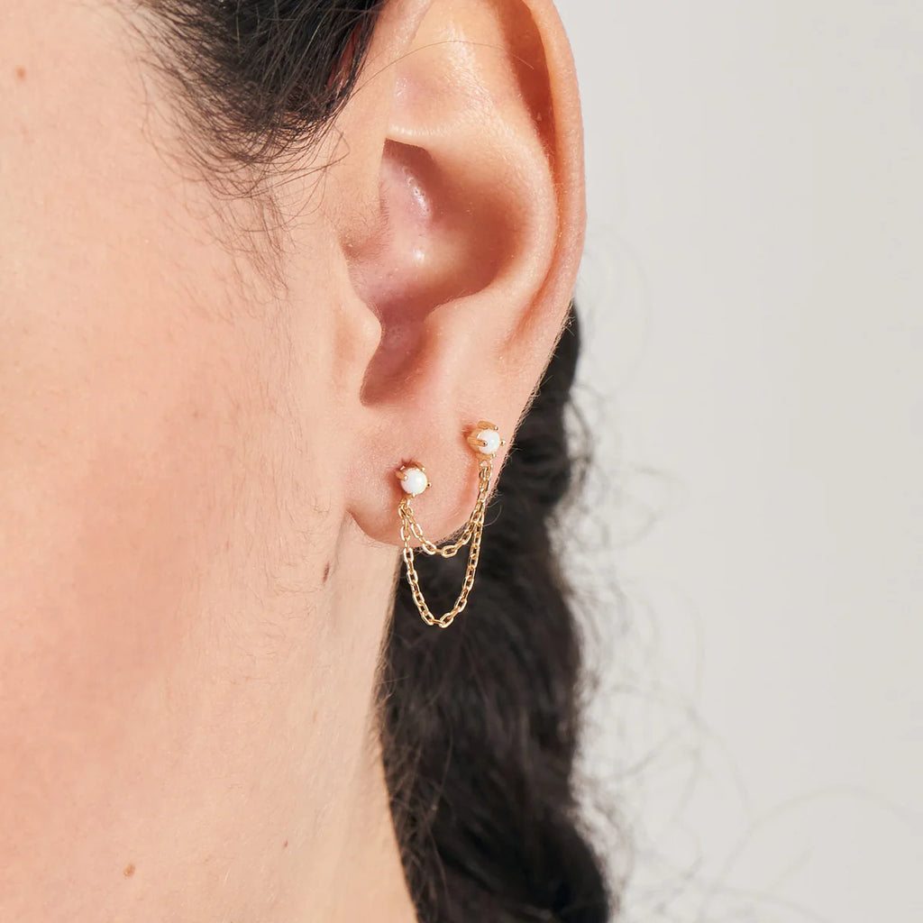 Ear Edit Capsule -  Kyoto Opal Drop Chain Barbell Single Studs - 2 colours