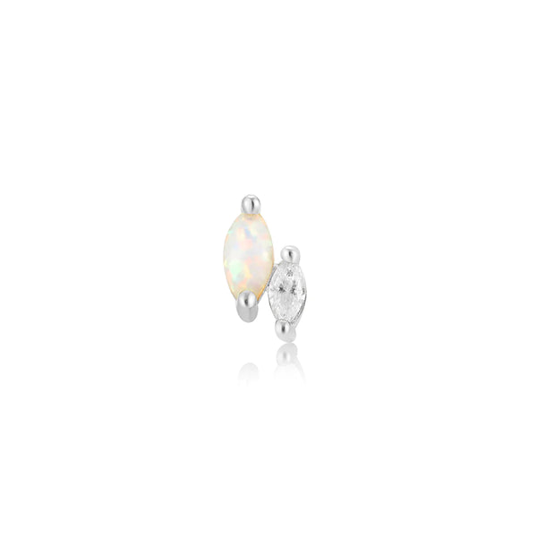 Ear Editi Capsule - Kyoto Opal and Sparkle Marquise Barbell Silver Single Studs
