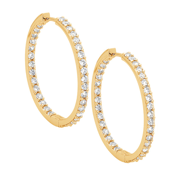 30mm CZ Hoop Earrings - 2 colours