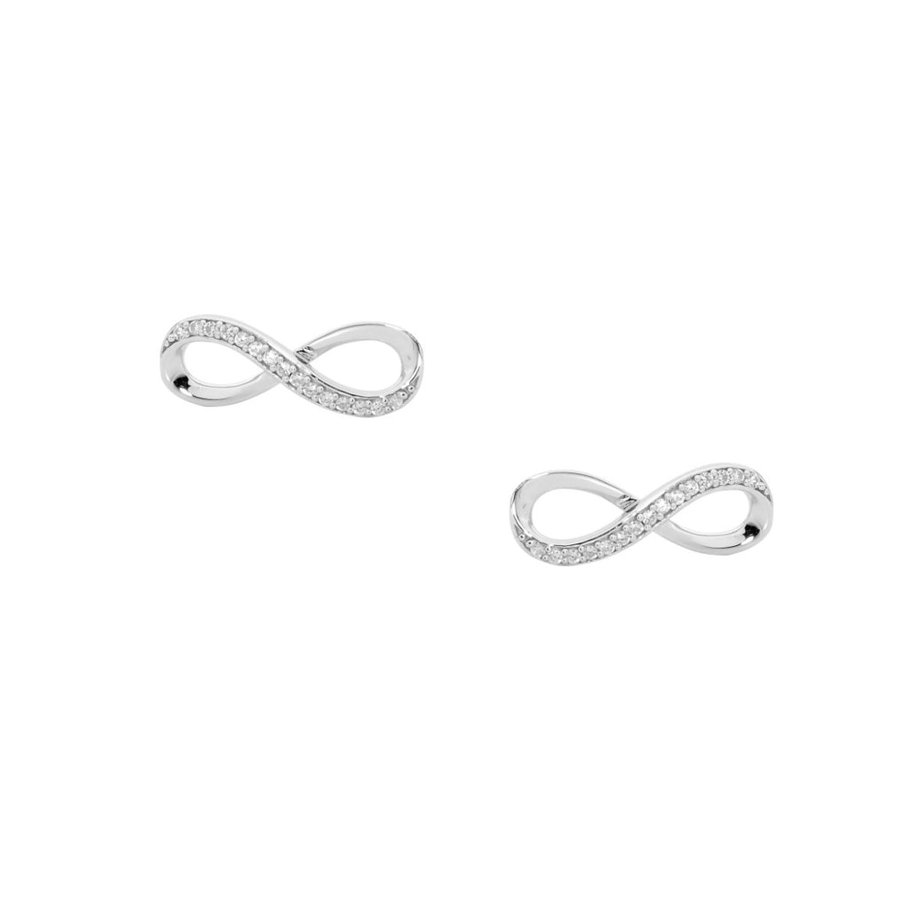 Infinity Silver CZ Stud Earrings